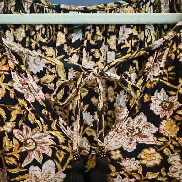 Billabong Gypset Boho Fall Brown, Pink Orange Black Floral Dress/Coverup, Size M - Picture 8 of 14